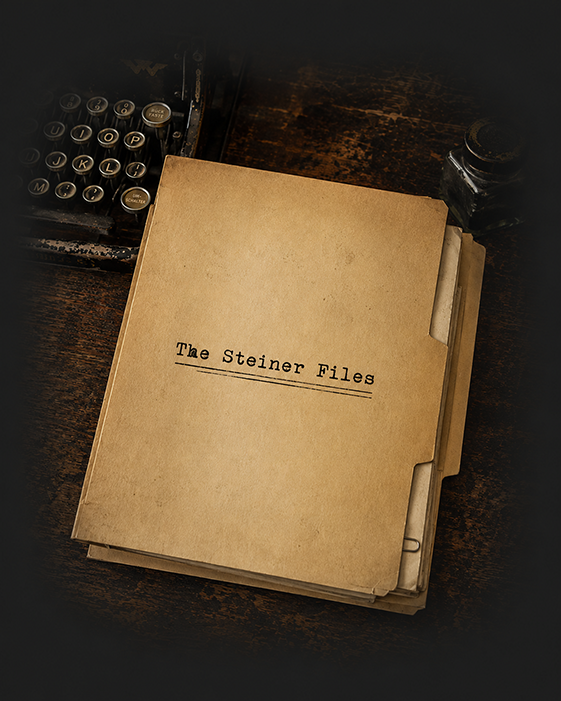 The Steiner Files, folder on a desk next to an old typewriter